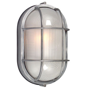 Cast Aluminum Marine Light 305013SA - Satin Finish, Frosted Glass, 100W, Med Base, Non-Dimmable, Outdoor Lighting, Galaxy Lighting - Maple Electric Supply 