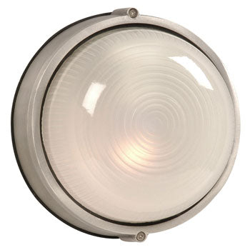 Cast Aluminum Marine Light 305112SA - Satin Aluminum Finish with Frosted Glass, 60W Bulb, Non-Dimmable, Outdoor Lighting, Galaxy Lighting - Maple Electric Supply 