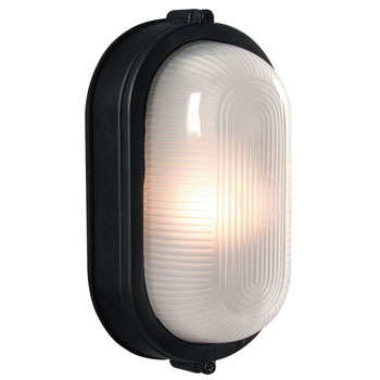 Cast Aluminum Marine Light 305114 BLK - Black Finish, Frosted Glass, 60W, 4.25"W x 8.375"H, Non-Dimmable, Outdoor Lighting, Galaxy Lighting - Maple Electric Supply 