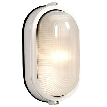 Cast Aluminum Marine Light 305114 WH - White Finish, Frosted Glass, 1x60W Med Base Bulb, Non-Dimmable, Outdoor Lighting, Galaxy Lighting - Maple Electric Supply 