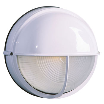 Cast Aluminum Marine Light 305561WHT - 100W Hooded White Fixture with Frosted Glass, Medium Base, Outdoor Lighting, Galaxy Lighting - Maple Electric Supply 