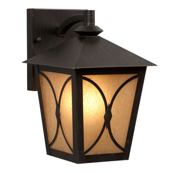 312030ORB/FA Outdoor Lantern - Oil Rubbed Bronze Finish, Frosted Amber Seeded Glass, 1x100W Bulb, Med Base, Non-Dimmable, Outdoor Lighting, Galaxy Lighting - Maple Electric Supply 