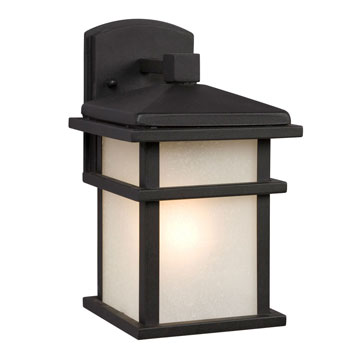 314480BK 1-Light Outdoor Wall Mount Lantern - Black Finish with Frosted Seeded Glass, 100W, Med. Base, Non-Dimmable, Outdoor Lighting, Galaxy Lighting - Maple Electric Supply 