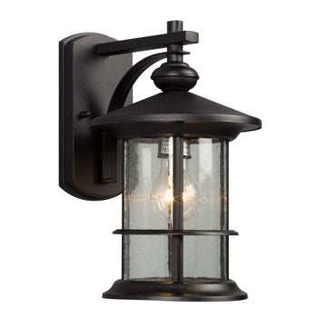 319740BK Outdoor Wall Mount Lantern - Black Finish, Clear Seeded Glass, 100W Bulb, 8"W x 13-1/4"H x 9-3/4"E, Outdoor Lighting, Galaxy Lighting - Maple Electric Supply 