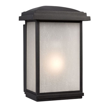 1-Light Outdoor Wall Mount Lantern, Model 320590BK - Black Finish with Frosted Seeded Glass, 100W, E26 Base, Outdoor Lighting, Galaxy Lighting - Maple Electric Supply 