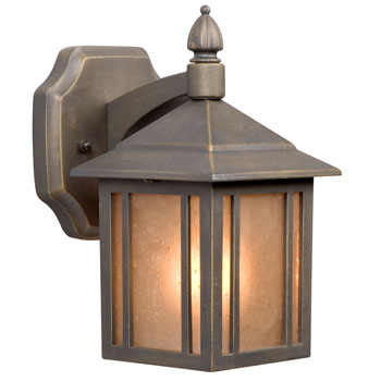 334020ORB/PA Outdoor Lantern - Oil Rubbed Bronze, Peach Amber Glass, 100W, 5"W x 9"H, Non-Dimmable, Outdoor Lighting, Galaxy Lighting - Maple Electric Supply 