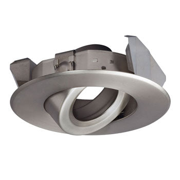 407PT 4" Low/Line Voltage Gimble Ring - Pewter Finish, MR16 50W Bulb - Non-Dimmable, Recessed Lighting, Galaxy Lighting - Maple Electric Supply 