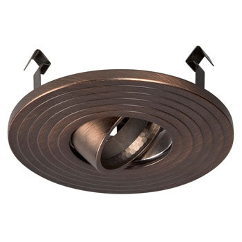 433AC 4" Low/Line Voltage Raised Gimbal Ring - Antique Copper, Dimmable, Fits MR16/GU10 Bulbs, 50W, 5"x2", Recessed Lighting, Galaxy Lighting - Maple Electric Supply 