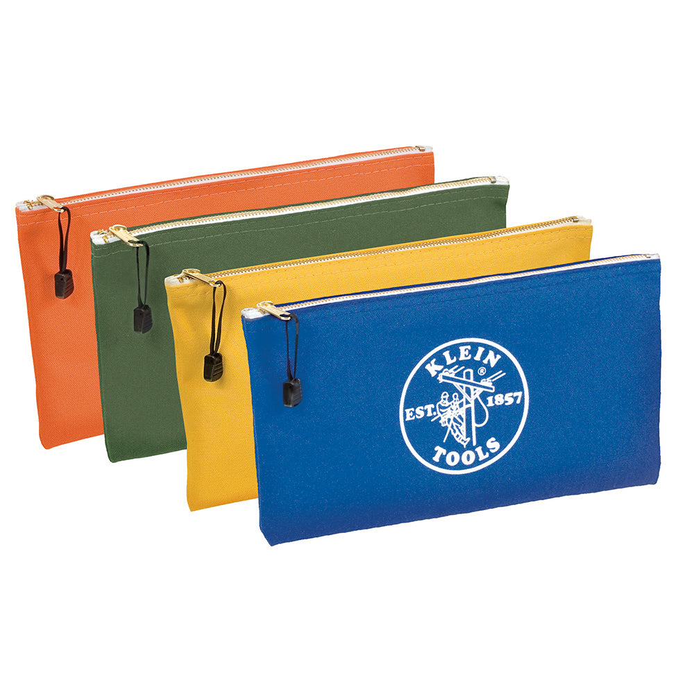 Canvas Bag 4 Pk Olive/Orange/Blue/Yellow, Canvas Zipper Bags, Klein Tools - Maple Electric Supply 