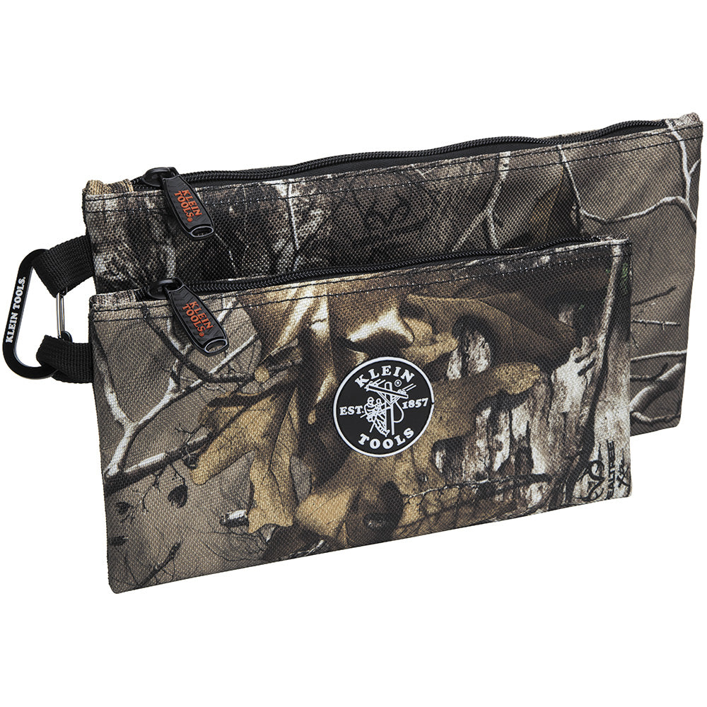 Camo Zipper Bags, 2-pack, Leather/Nylon Zipper Bags; Tradesman Pro Organizers, Klein Tools - Maple Electric Supply 