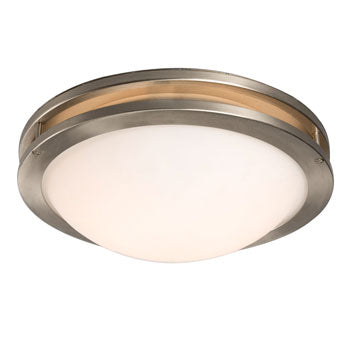 Avalon Flush Mount Light, Brushed Nickel & Satin White Glass, 2x60W, 13" Diameter, 4.5" Height, Non-Dimmable, Ceiling Fixtures, Galaxy Lighting - Maple Electric Supply 