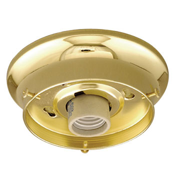 Flush Mount Light Holder 61038-PB - Polished Brass Finish, Medium Base, 100W Max, Non-Dimmable, Replacement Parts, Galaxy Lighting - Maple Electric Supply 