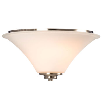 Franklin Flush Mount - Brushed Nickel, Satin White Glass, 13" Diameter, 60W, 2-Bulb, Non-Dimmable Ceiling Light Fixture, Ceiling Fixtures, Galaxy Lighting - Maple Electric Supply 