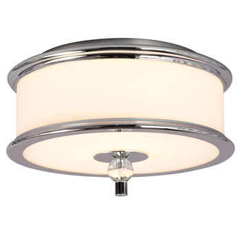 Hilton Flushmount Chrome - White Glass, 2x60W Med. Base, 13-3/8" x 7-7/8", Non-Dimmable, Ceiling Fixtures, Galaxy Lighting - Maple Electric Supply 