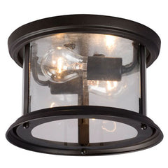 Huntington Flushmount - Oil Rubbed Bronze, Clear Glass, 2 x 60W Bulbs, 10"x6.25", Non-Dimmable - Elegant design with clear glass, perfect for enhancing any room's ambiance., Ceiling Fixtures, Galaxy Lighting - Maple Electric Supply 