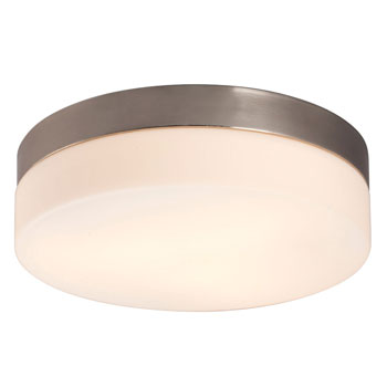 L612314BN010A1 LED Flush Mount Ceiling Light, Brushed Nickel, Satin White Glass, 12W LED, 3000K, Dimmable, Ceiling Fixtures, Galaxy Lighting - Maple Electric Supply 