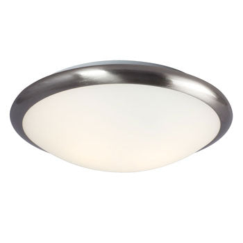 Flushmount 612392BN - Brushed Nickel, Satin White Glass, 2x40W, 12"D, Non-Dimmable, Ceiling Fixtures, Galaxy Lighting - Maple Electric Supply 