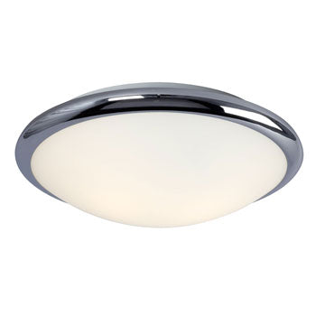 Chrome Flushmount 612392CH - 12" Satin White Glass, 2 x 40W Bulbs, Dimmable, Med. Base, Ceiling Fixtures, Galaxy Lighting - Maple Electric Supply 