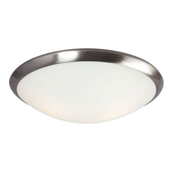 Flushmount 612394BN - Brushed Nickel, Satin White Glass, 2x60W, 15.25"D x 4.125"H, Ceiling Fixtures, Galaxy Lighting - Maple Electric Supply 