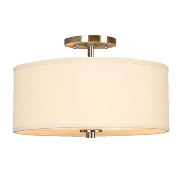 LED Semi-Flush Mount Ceiling Light - Brushed Nickel, Linen Shade, 12W Dimmable LED, 3000K, 798 Lumens, ENERGY STAR, Ceiling Fixtures, Galaxy Lighting - Maple Electric Supply 