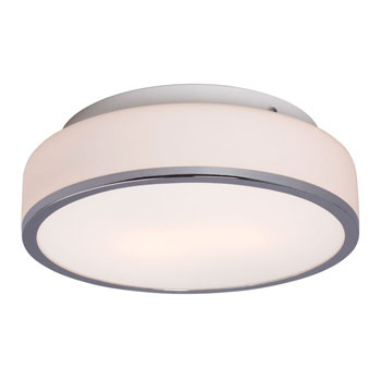 Flush Mount - 613532CH – Chrome Finish, Opal White Glass, 2x60W A15 Bulbs, Medium Base, 11-5/8"D x 3-1/2"H, Ceiling Fixtures, Galaxy Lighting - Maple Electric Supply 