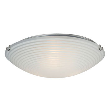 3-Light Flush Mount 615294CH - Polished Chrome, Satin White Striped Glass, 60W, 16"D, Non-Dimmable, Ceiling Fixtures, Galaxy Lighting - Maple Electric Supply 