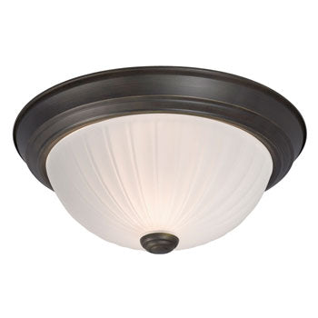 Flush Mount 625021ORB - Oil Rubbed Bronze, Frosted Melon Glass, 2 x 40W Bulbs, Med. Base, 11.25"D x 4.5"H, Ceiling Fixtures, Galaxy Lighting - Maple Electric Supply 