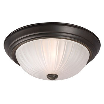 Flush Mount 635022ORB - Oil Rubbed Bronze with Frosted Melon Glass, 13" Diameter, 2 x 60W, Med Base, Non-Dimmable, Ceiling Fixtures, Galaxy Lighting - Maple Electric Supply 