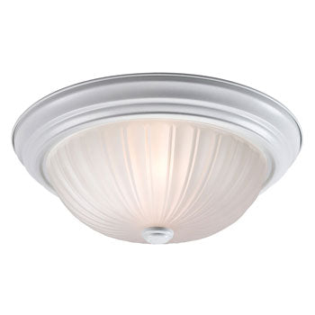 Flush Mount 635022WH - 13" White Fixture w/ Frosted Melon Glass, 2x60W, Med Base, Non-Dimmable, Ceiling Fixtures, Galaxy Lighting - Maple Electric Supply 