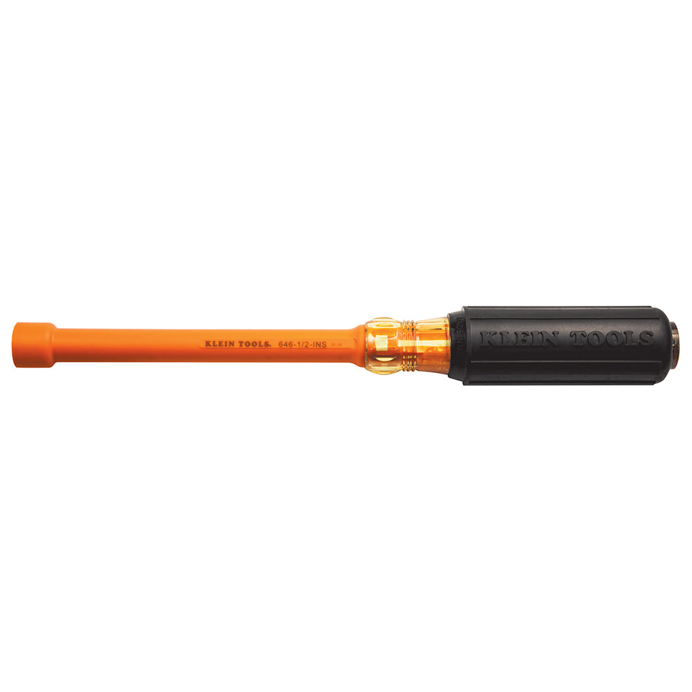 Insulated Nut Driver, 1/2-Inch Hex, 6-Inch, Insulated 6" Hollow-Shaft; Insulated Screwdrivers and Nut Drivers, Klein Tools - Maple Electric Supply 