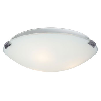 Sola - 680416CH/WH: 16" Chrome Flush Mount Ceiling Light, White Glass, 3x60W Med. Base, Non-Dimmable, Ceiling Fixtures, Galaxy Lighting - Maple Electric Supply 