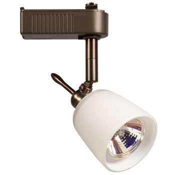 Halogen Track Head 70114AC/WH - Antique Copper Finish, White Glass, 50W MR16 Bulb, Non-Dimmable, Track Lighting, Galaxy Lighting - Maple Electric Supply 