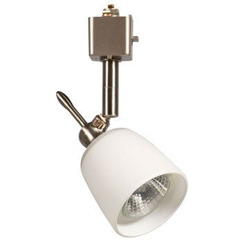 70314BN/WH Halogen Track Head, Brushed Nickel Finish with White Glass, GU10 50W Bulb, Non-Dimmable, Track Lighting, Galaxy Lighting - Maple Electric Supply 