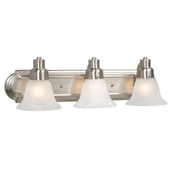 Belfast 3-Light Vanity, Brushed Nickel, Marbled Glass, 24"x7", 100W Bulbs, Energy-Efficient Design, Bath & Vanity Lights, Galaxy Lighting - Maple Electric Supply 