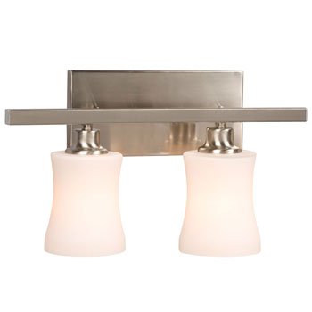 Delta Two Light Vanity - Brushed Nickel & White Glass, 100W, 16"x9", Sleek Non-Dimmable Fixture, Bath & Vanity Lights, Galaxy Lighting - Maple Electric Supply 