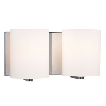 Cyl 2-Light Vanity Light, Polished Chrome with Satin White Glass, 100W, 11.75"x6.25"x5.5", Non-Dimmable, Bath & Vanity Lights, Galaxy Lighting - Maple Electric Supply 