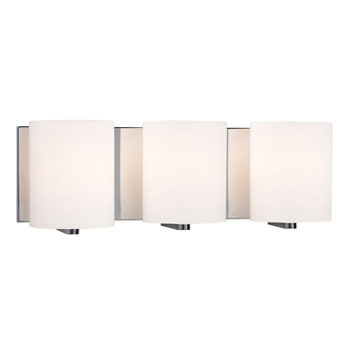 Cyl 3-Light Vanity Light - Chrome Finish, Satin White Glass, 3x100W, 18.75" Wide, Modern Design, Bath & Vanity Lights, Galaxy Lighting - Maple Electric Supply 