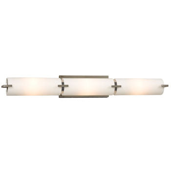 Kona 3 Light Vanity - Brushed Nickel, Satin White Glass, 32.5" Wide, 100W Bulbs, Non-Dimmable - Modern, Elegant Lighting Fixture, Bath & Vanity Lights, Galaxy Lighting - Maple Electric Supply 