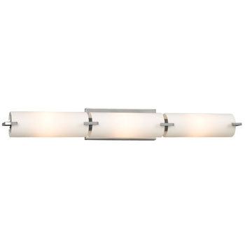 Kona 3-Light Vanity in Polished Chrome with Satin White Glass - 100W Med Base, 32.5"x4.25"x4.87" - Sleek Design, Energy Efficient, Perfect for Modern Bathrooms, Bath & Vanity Lights, Galaxy Lighting - Maple Electric Supply 