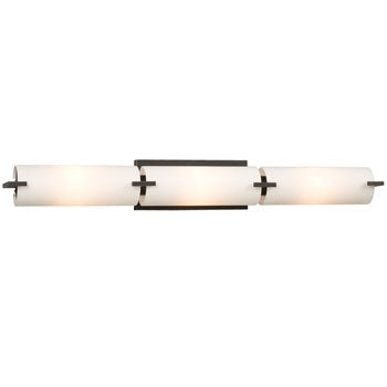 Kona 3-Light Vanity - Restoration Bronze, Satin White Glass, 100W, 32.5"W - Elegant Lighting Fixture with Medium Base, Bath & Vanity Lights, Galaxy Lighting - Maple Electric Supply 