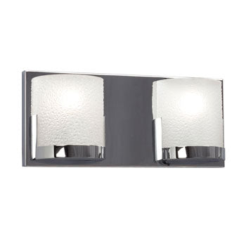 Eastlake 2L Vanity Light - Chrome, Clear Sand-Blasted Glass, 14.5"x6", G9 50W Bulbs (Not Included) - Sleek Modern Design, Bath & Vanity Lights, Galaxy Lighting - Maple Electric Supply 