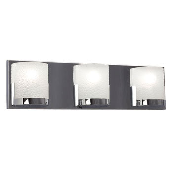 Eastlake 3-Light Vanity Fixture - Chrome Finish, Clear & Sand Blasted Glass, 22"W x 6"H, G9 Bulb, 50W Each, Bath & Vanity Lights, Galaxy Lighting - Maple Electric Supply 