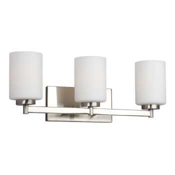 Kaden 3-Light Vanity - Brushed Nickel Finish, Satin White Glass, 100W Bulbs, 20.25"W, Elegantly Modern Design, Bath & Vanity Lights, Galaxy Lighting - Maple Electric Supply 