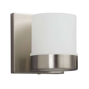 Junction Vanity Light - Brushed Nickel Finish, White Glass, 50W G9 Bulb, 5"Wx5"H, Non-Dimmable, Modern Style Fixture, Bath & Vanity Lights, Galaxy Lighting - Maple Electric Supply 