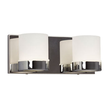 Junction 2-Light Chrome Vanity Fixture - Sleek Design with White Glass, G9 Bulbs, 50W, 12.5"W x 5.1"H, Non-Dimmable, Bath & Vanity Lights, Galaxy Lighting - Maple Electric Supply 