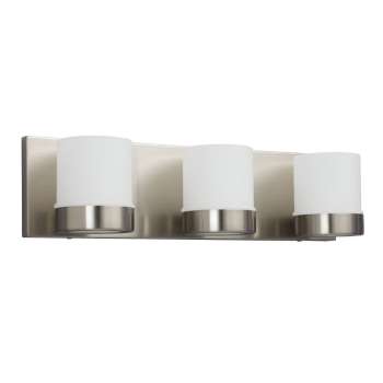 Junction 3-Light Vanity Brushed Nickel, White Glass - G9 Bulb, 50W, 20"x5-1/8"x5", Modern Bathroom Fixture, Bath & Vanity Lights, Galaxy Lighting - Maple Electric Supply 