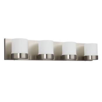 Junction 4-Light Vanity Fixture - Brushed Nickel Finish, G9 Base, 50W Bulbs, White Glass, 27.5" Width - Sleek and Modern Design, Energy Efficient, Non-Dimmable, Perfect for Bathrooms., Bath & Vanity Lights, Galaxy Lighting - Maple Electric Supply 