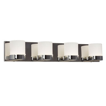 Chrome Finish 4L Vanity Light Junction - White Glass, G9 Bulbs, 50W, 27.5" x 5.125", Non-Dimmable - Sleek Modern Design for Bathrooms, Bath & Vanity Lights, Galaxy Lighting - Maple Electric Supply 