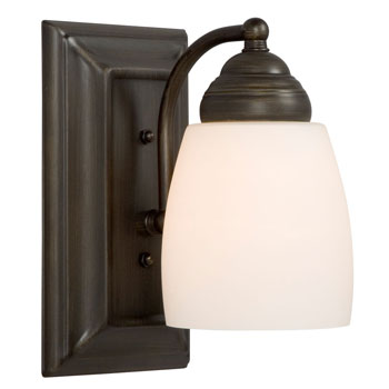 Barclay Single Light Vanity - Oil Rubbed Bronze, White Satin Glass, 100W Med. Base, 4.5"W x 8"H, Stylish and Durable Lighting Fixture, Bath & Vanity Lights, Galaxy Lighting - Maple Electric Supply 