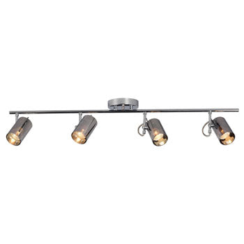 Jayden 4-Light Chrome Track Light with Mirrored Glass, GU10 50W Bulbs, Non-Dimmable, 34" Length, Track Lighting, Galaxy Lighting - Maple Electric Supply 